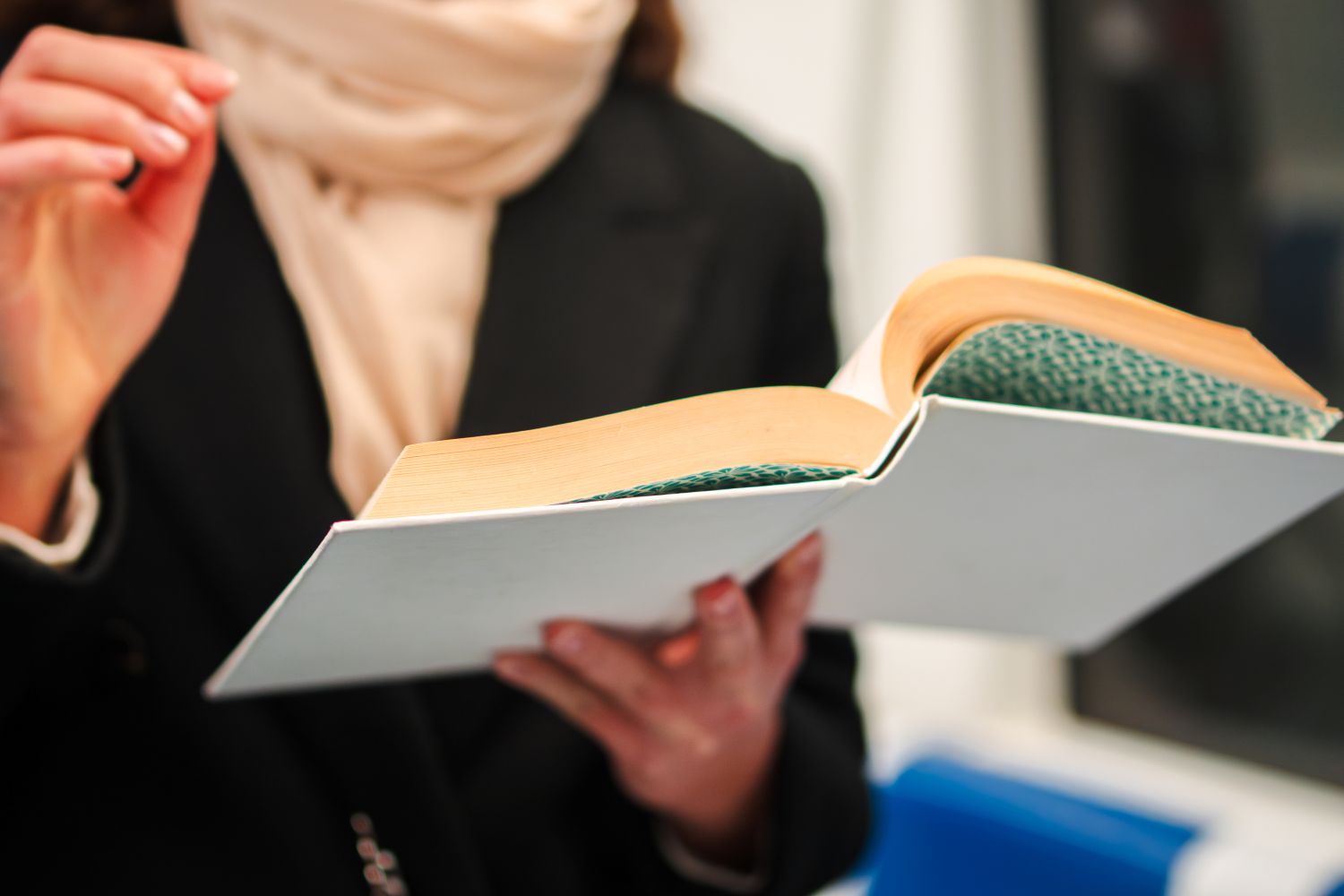 woman reading book
